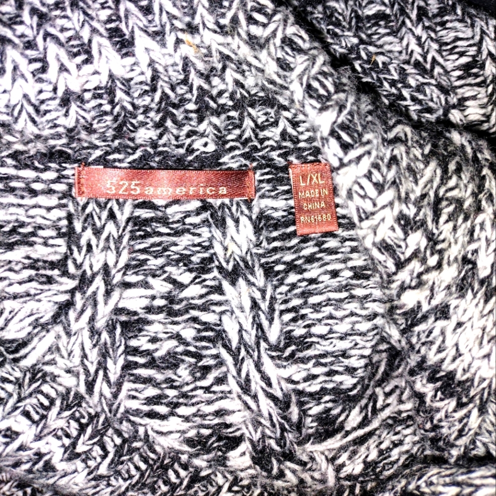 525 America Cable Knit Belted Poncho Cowl Neck Sweater Charcoal L/XL - Picture 12 of 15